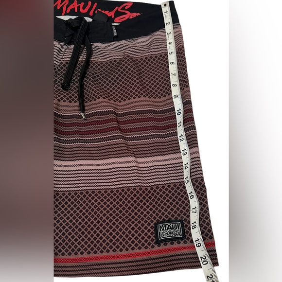 MAUI & SONS Men’s Board Shorts M Pocket Drawstring & Hook/loop Closure Men 32 - Picture 10 of 11